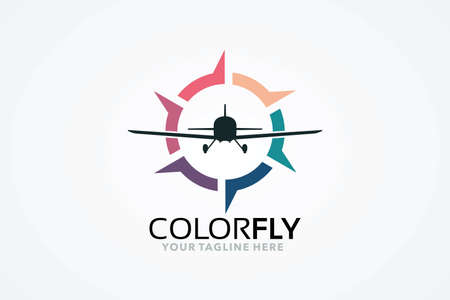Color Fly Logo. Aviation Plane Travel Logo Design Templateのイラスト素材