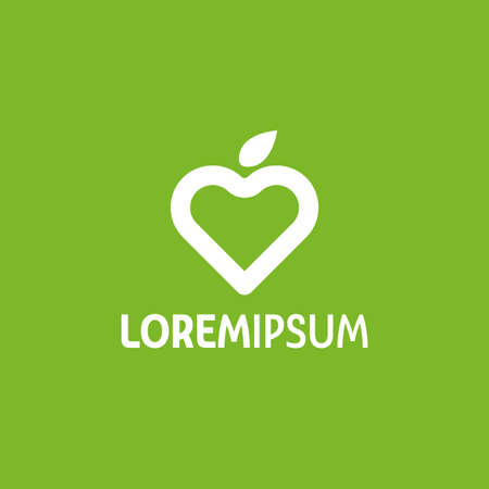 Apple love logo design template with green backgroundのイラスト素材