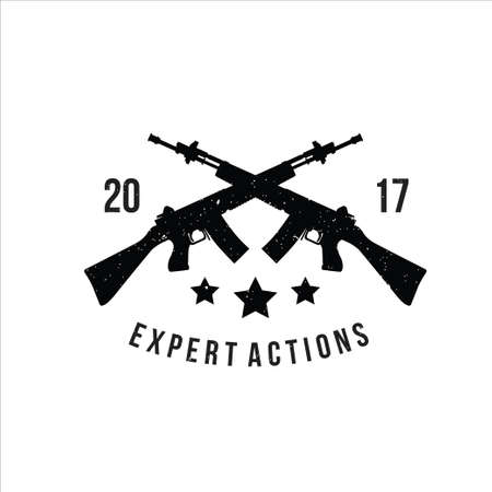 Expert Action logo. Gun Hunter logo design templateのイラスト素材