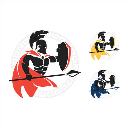 Spartan knight logo design templateのイラスト素材