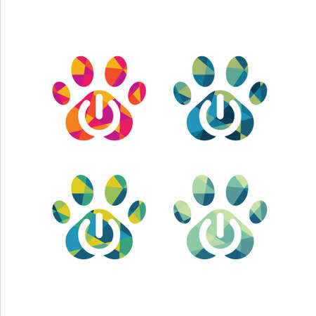 Set of paws power button logo design templateのイラスト素材