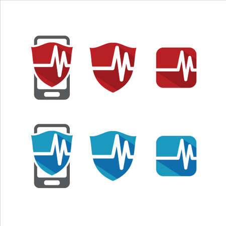 pulse shield mobile logo design templateのイラスト素材