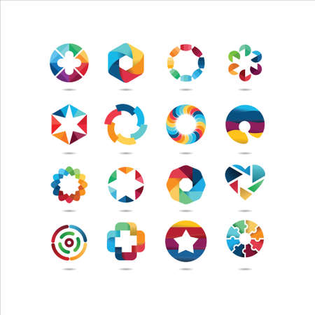 Abstract Colorful Rounded logo design templateのイラスト素材