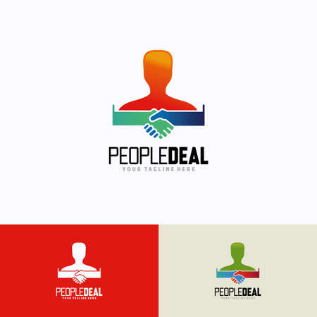 Logo Template Design. Creative Vector Emblem, for Icon or Design Concept.People Deal Logo Template Design. Creative Vector Emblem, for Icon or Design Concept.のイラスト素材