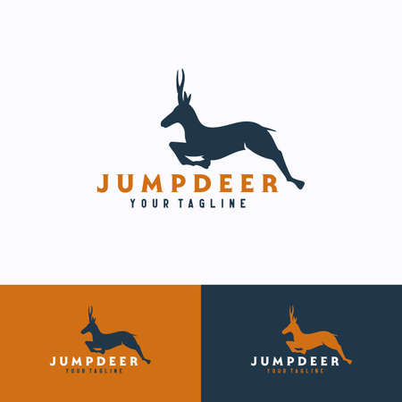Jump Deer Logo Template Design. Creative Vector Emblem, for Icon or Design Concept.のイラスト素材