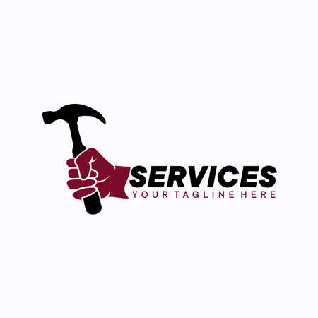 Hammer Service Logo Template Design. Creative Vector Emblem, for Icon or Design Concept.のイラスト素材