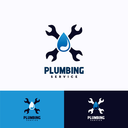 Plumbing Service Logo Template Design. Creative Vector Emblem, for Icon or Design Concept.のイラスト素材
