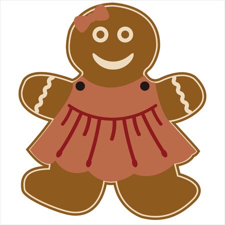 gingerbread girl with pink dress and a bowのイラスト素材