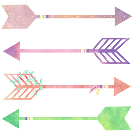 Set of four watercolor arrows in boho styleのイラスト素材