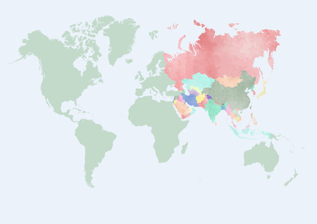 World map with countries of Asiaのイラスト素材