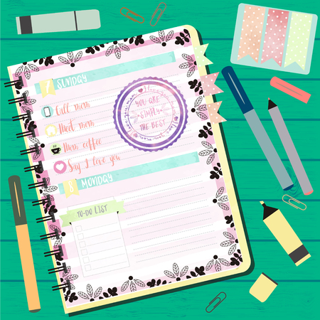 Bullet journal prepared for mother's dayのイラスト素材
