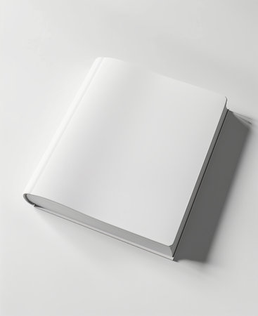 Blank white book mockup. The cover of a book is white on a white background empty book. Generated by artificial intelligence.の素材