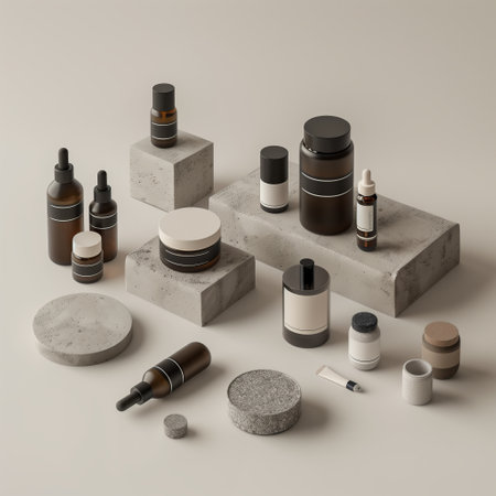The product collection for skincare products. Mockup. Generated by artificial intelligence.の素材