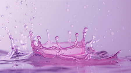A pink crown made of water, with ripples on the surface and reflections in light purple tones. The crown is located at the center of the picture, with a soft background. Generated by artificial intelligenceの素材