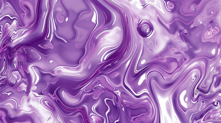 A digital art background of purple and white iridescent liquid, creating an abstract pattern with fluid shapes and shimmering reflections. Generated by artificial intelligence.の素材