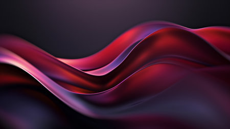 Abstract shapes, flowing fabric, dark background, red and purple gradient color scheme, closeup perspective. Generated by artificial intelligence.の素材