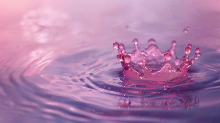 A pink crown made of water, with ripples on the surface and reflections in light purple tones. The crown is located at the center of the picture, with a soft background. Generated by artificial intelligenceの素材