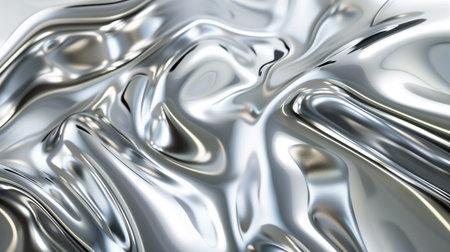 A closeup of an abstract, organic shape made from glossy glass material, with a soft white background that enhances the reflective and wavy textures of its surface. Generated by artificial intelligenceの素材