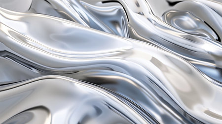 A closeup of an abstract, organic shape made from glossy glass material, with a soft white background that enhances the reflective and wavy textures of its surface. Generated by artificial intelligenceの素材