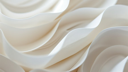 An abstract background with soft paper waves of cream and beige color. Generated by artificial intelligence.の素材