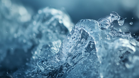 Close up of clear blue ice waves.の素材