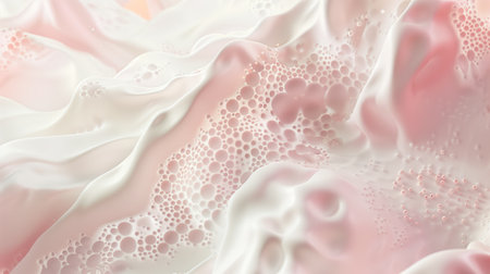 Fluid organic shapes in light pink and white, with intricate patterns, flowing like liquid.の素材