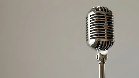 Close up of a retro microphone isolated on with white background.の素材