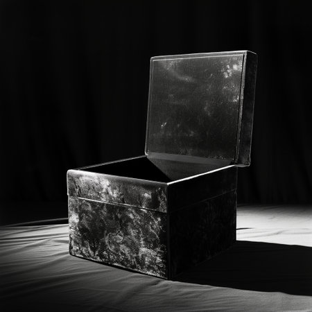 A modern luxury velvet box, exquisite details of texture and material, black and white image.の素材
