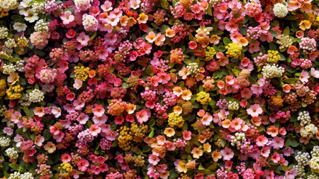 A lot of small flower in a floral wall to use as a photo background.の素材