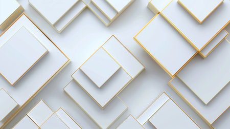 An edgy white and gold rectangles on a white background. Vector style.の素材