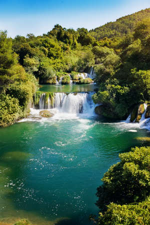 Waterfalls in national park. Krka National Park, Croatiaの写真素材