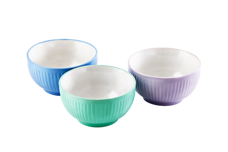 Empty bowls isolated on white backgroundの写真素材