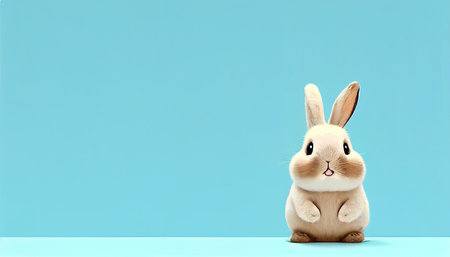 cute animal pet rabbit or bunny white color smiling and laughing isolated with copy space for easter dayの素材