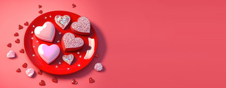 Shimmering 3D Heart Shape, Diamond, and Crystal Design for Valentine's Day Background and Bannerの素材