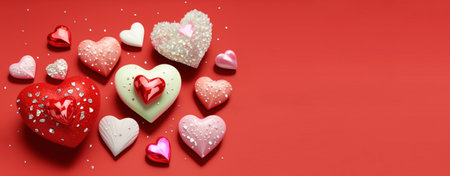 Valentine's Day 3D Illustration of Heart Crystal Diamond for Valentine's Day Promotion Banner and Backgroundの素材