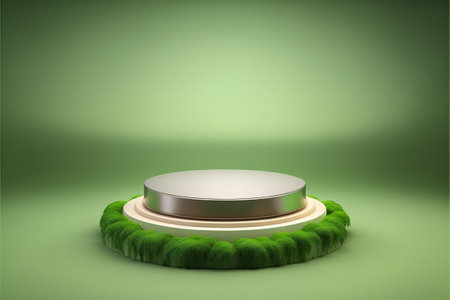Realistic Illustration Nature 3D Render Podium for product promotionの素材
