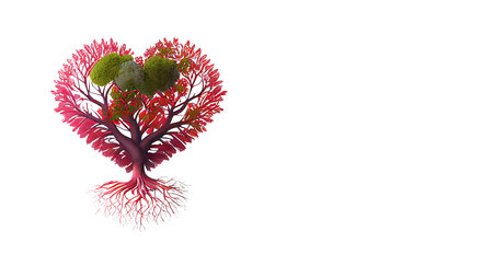 Heart tree illustration isolated on white background with copy spaceの素材