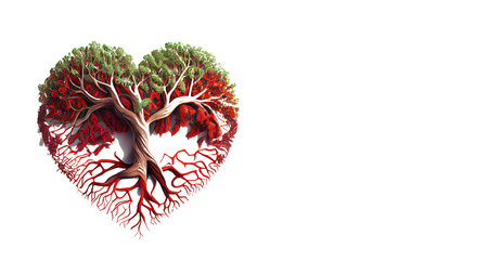 Heart tree illustration isolated on white background with copy spaceの素材