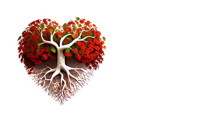 Heart tree illustration isolated on white background with copy spaceの素材