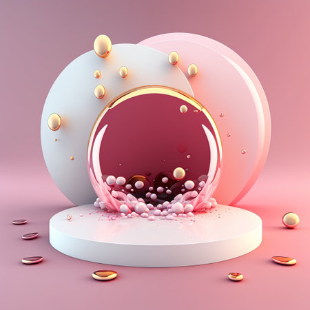 Glossy 3D Podium with Eggs and Flowers for Easter Product Presentationの素材