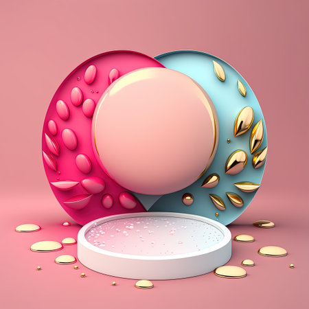 3D Shiny Podium with Easter Egg Decorations for Product Showcaseの素材