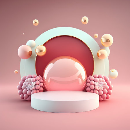 3D Shiny Stage with Easter Egg Decor for Product Presentationの素材