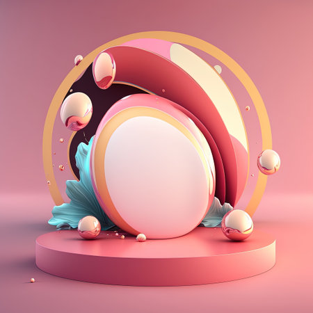 3D Glossy Stage Platform with Easter Egg Decorの素材