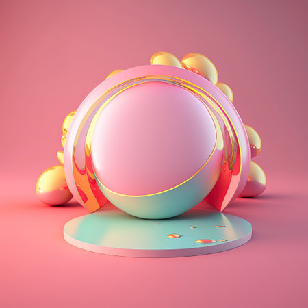 3D Glossy Stage Platform with Easter Egg Decorations for Product Showcaseの素材