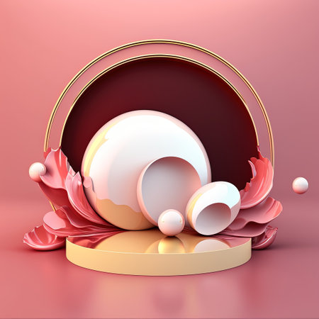 3D Shiny Podium Stage Platform with Easter Eggs Decoration for Product Displayの素材