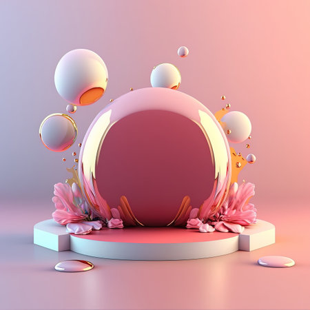 3D Glossy Podium with Easter Egg Decorationsの素材