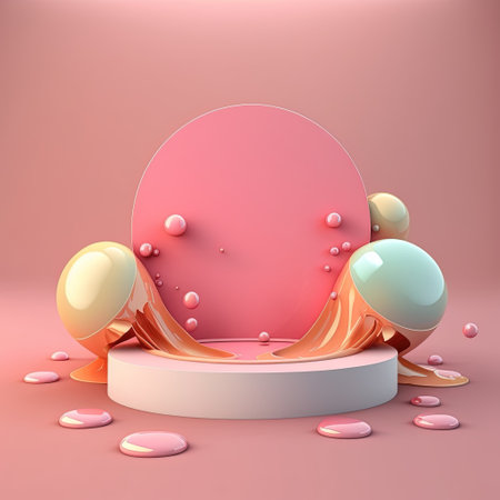 3D Glossy Podium with Easter Eggs Decorationの素材