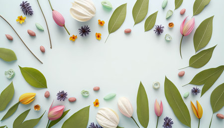 Flowers and Leaves Isolated On a White Backgroundの素材