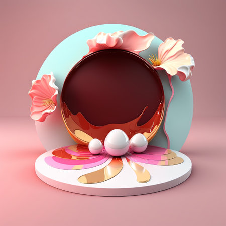 3D Shiny Stage Platform with Easter Egg Decor for Product Showcaseの素材