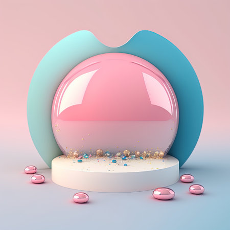 3D Glossy Podium Stage Platform with Easter Eggs Decoration for Product Showcaseの素材